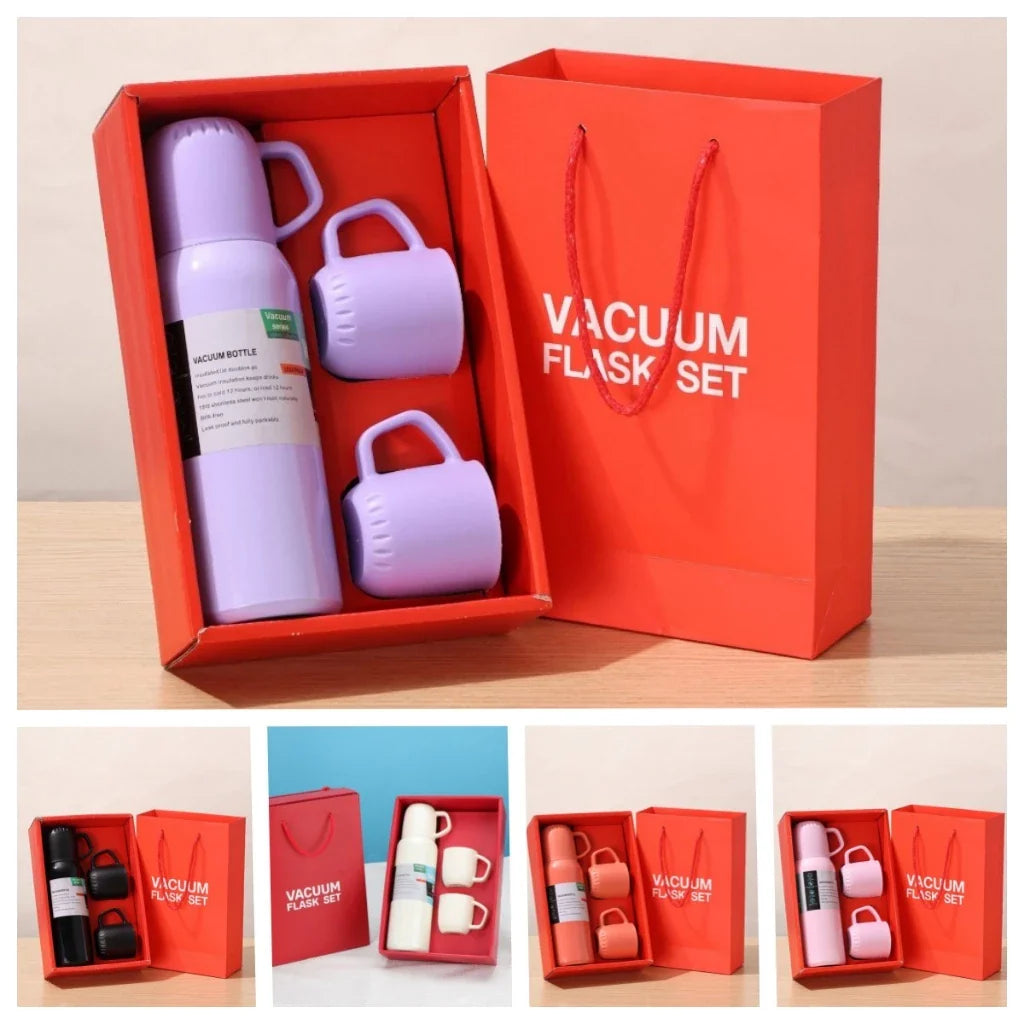 Kit Garrafa Térmica Vacuum Bottle Inox