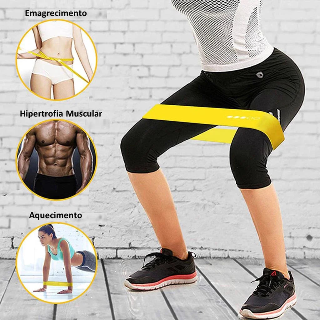 Kit Extensores Elásticos + Mini Bands - Kit Home Fit - Poucas Unidades