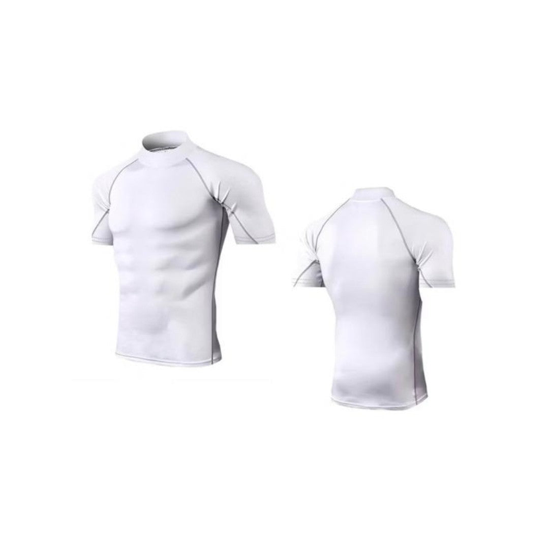 Blusa Masculina de Compressão Esportiva – Ideal para Academia | Envio Rápido e Estampa Central Moderna
