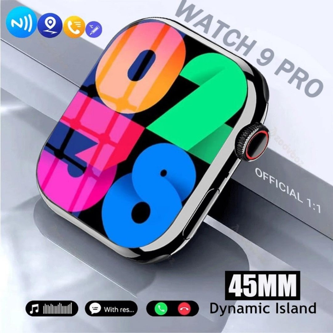 Smartwatch 9 Pro com Carregamento Sem Fio | Tela 2.05” HD, Bateria de Longa Duração, Versão Global – Android & iOS