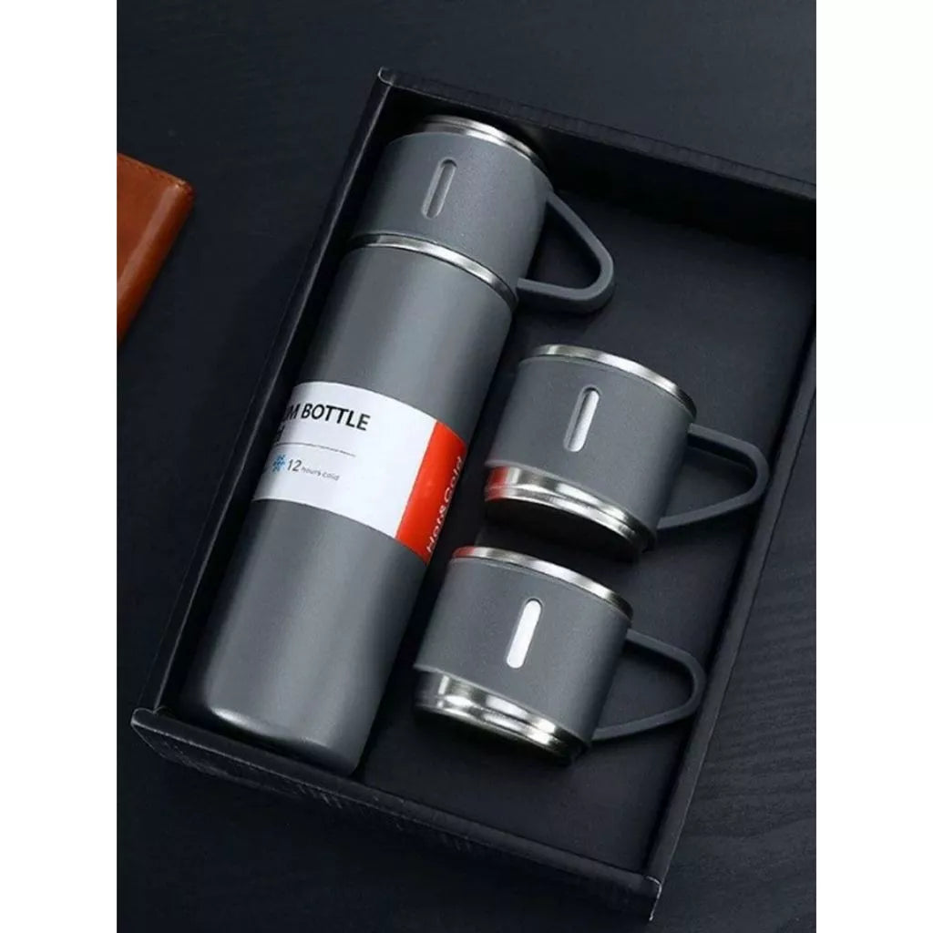 Kit Garrafa Térmica Vacuum Bottle Inox