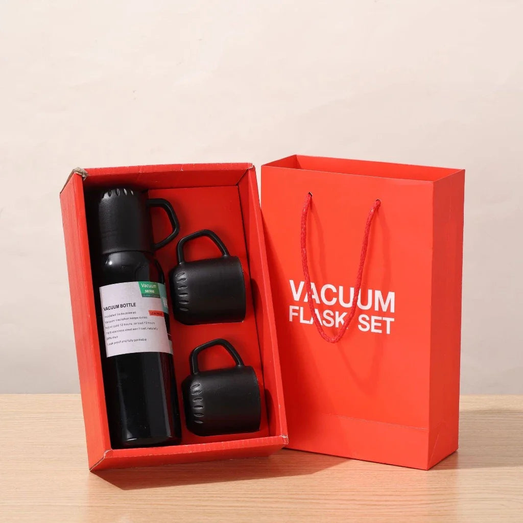 Kit Garrafa Térmica Vacuum Bottle Inox