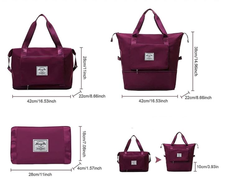 Super Bag Compact Plus - Bolsa Compacta Dobrável E Expansível -Para Viagens Academia e Dia a Dia